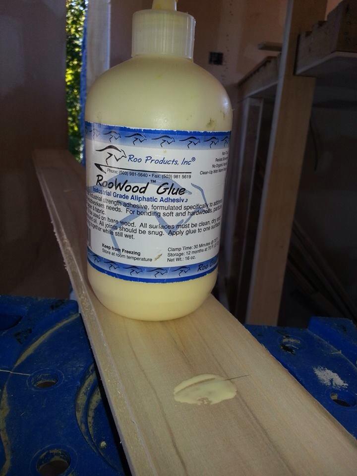 A bottle of Roo Glue zero VOC wood glue