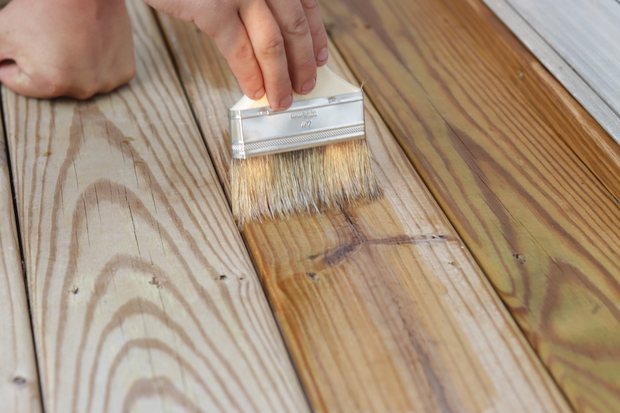 Staining a wooden deck with a all natural tung oil 