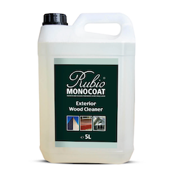 A jug of Rubio Monocoat Exterior Wood Cleaner