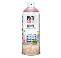 A bottle of Pinty Plus HOME water based spray paint in pink