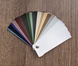 a color fan deck of Allback linseed oil paint colors which are heritage colors. 